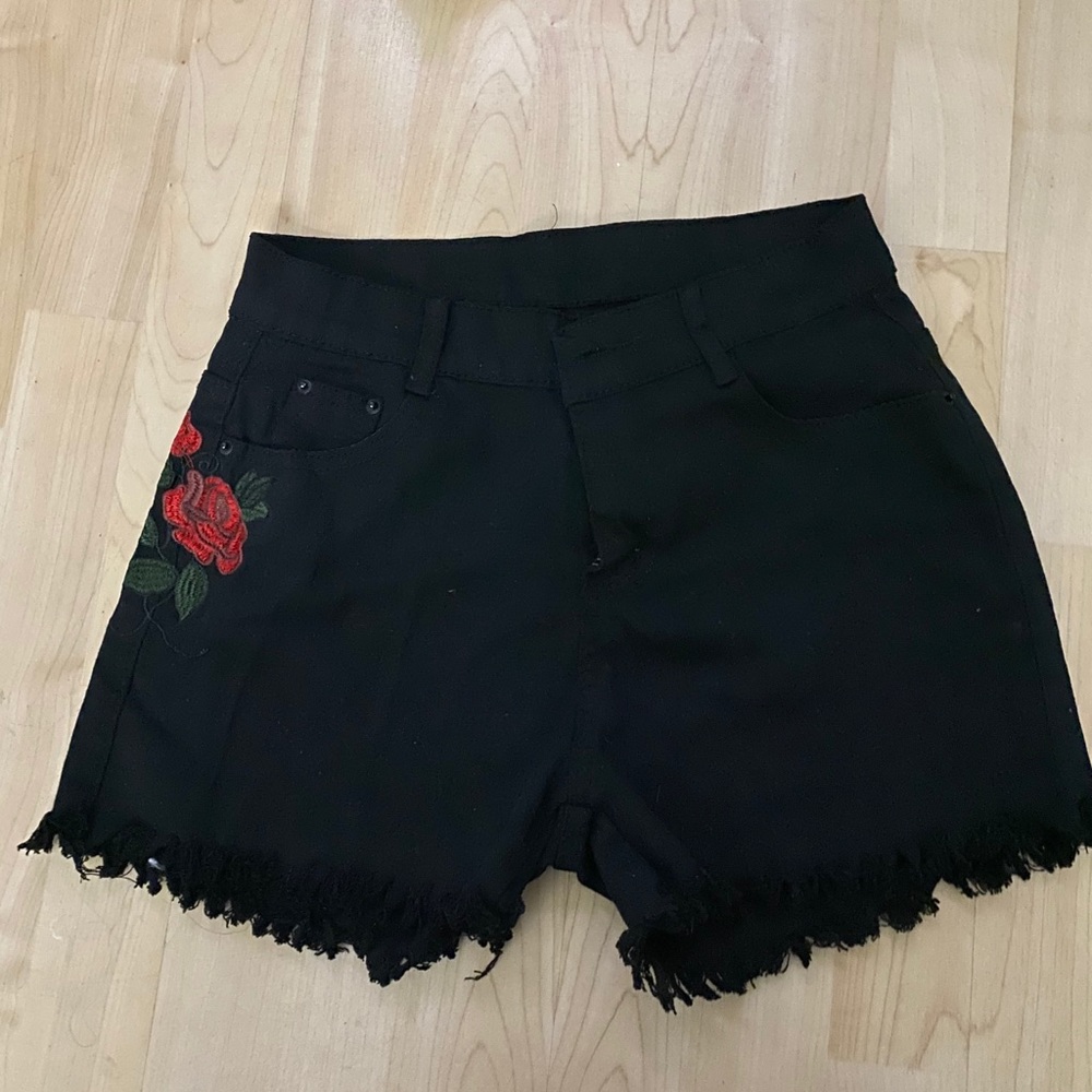 Black jean shorts